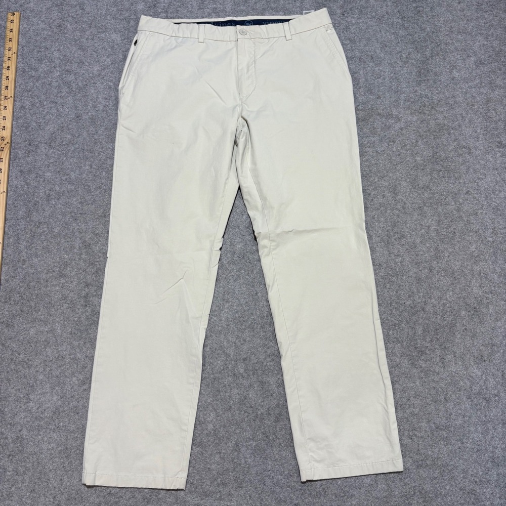 Vineyard Vines Mens On The Go Pant Khaki Beige Chino 35x30 Stretch Performance